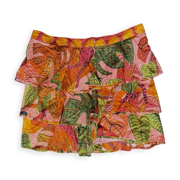 NWT Farm Rio Summer Dream Ruffle Tropical Pink Multicolor Mini Skirt Short XL - Picture 3 of 8